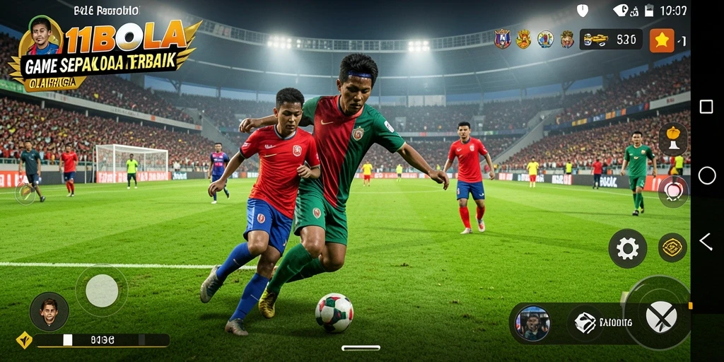 Tangkapan layar 11BOLA yang menunjukkan aksi di lapangan sepak bola.