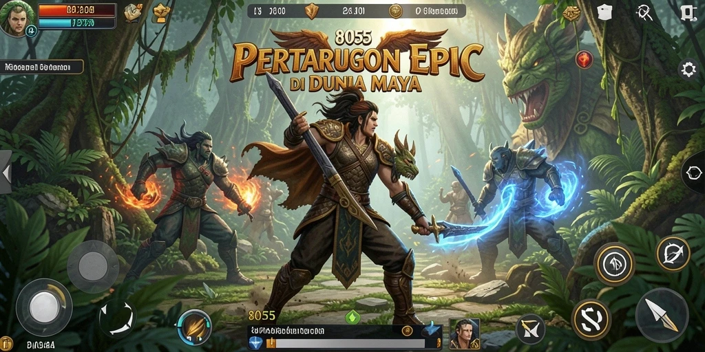 Screenshot gameplay 8055 yang menunjukkan aksi pertarungan yang mendebarkan.