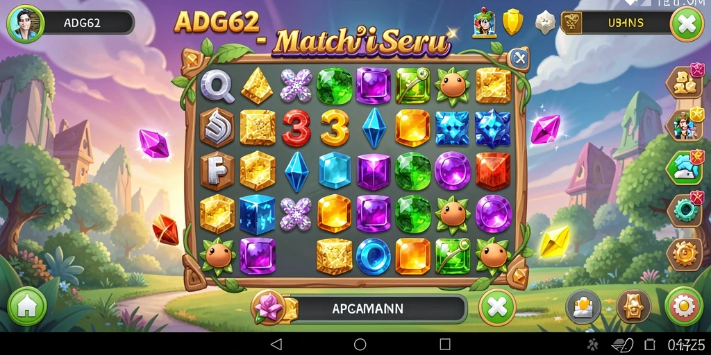 Tangkapan layar gameplay <strong>ADG62</strong> dengan aksi mencocokkan permata seru.