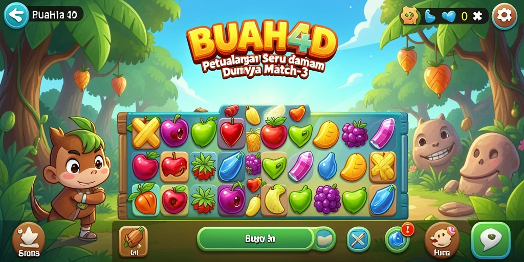 Screenshot gameplay BUAH4D dengan kombinasi buah yang ceria.