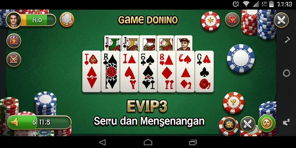 Tampilan gameplay <strong>EVIP3</strong> saat bermain Domino yang mengasyikkan.