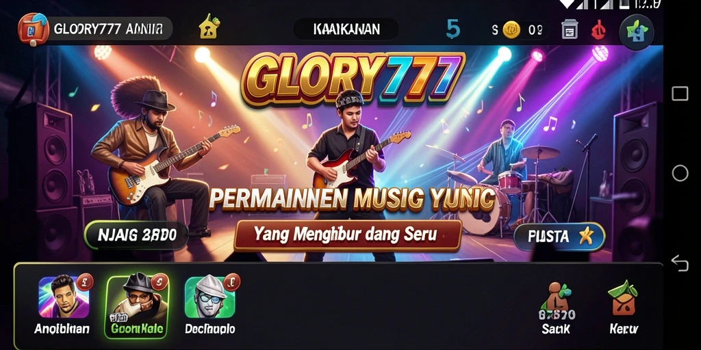 Gameplay GLORY777 yang menarik dengan berbagai lagu.