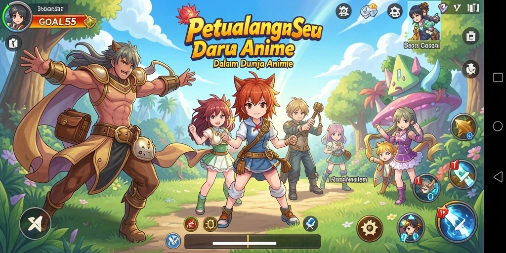 Tampilan gameplay seru dari GOAL55 dengan karakter anime yang mengagumkan.