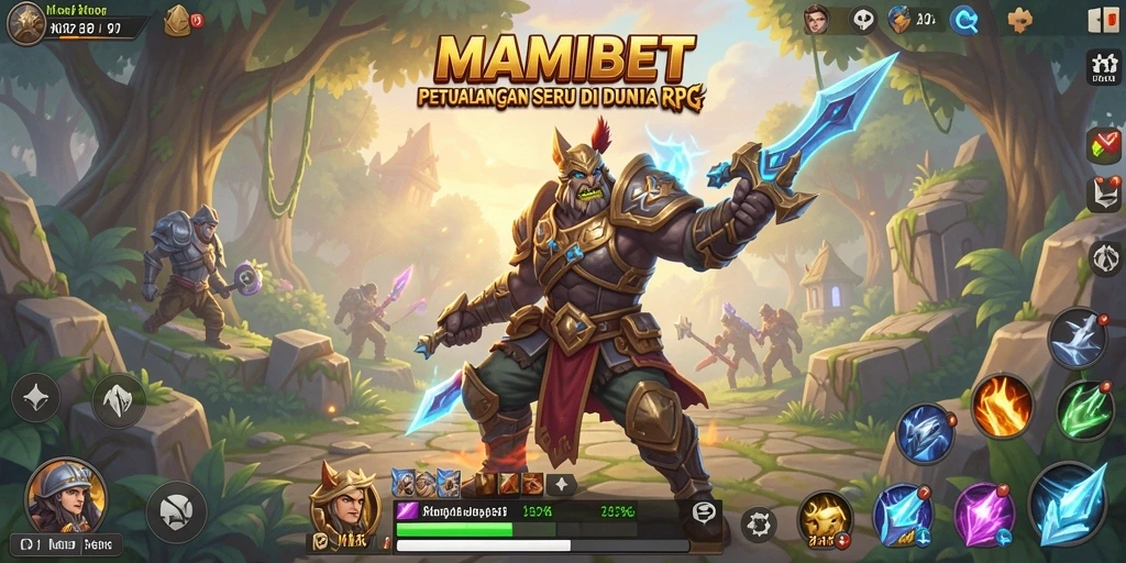 Tampilan gameplay seru MAMIBET yang menampilkan pertempuran RPG.