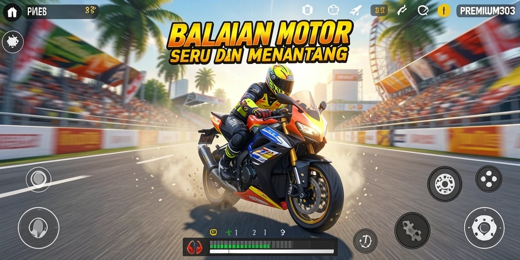 Tampilan aksi balapan motor yang intens di PREMIUM303.