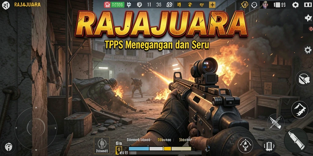 Tampilan menarik dari gameplay RAJAJUARA menunjukkan aksi seru dalam TPS.