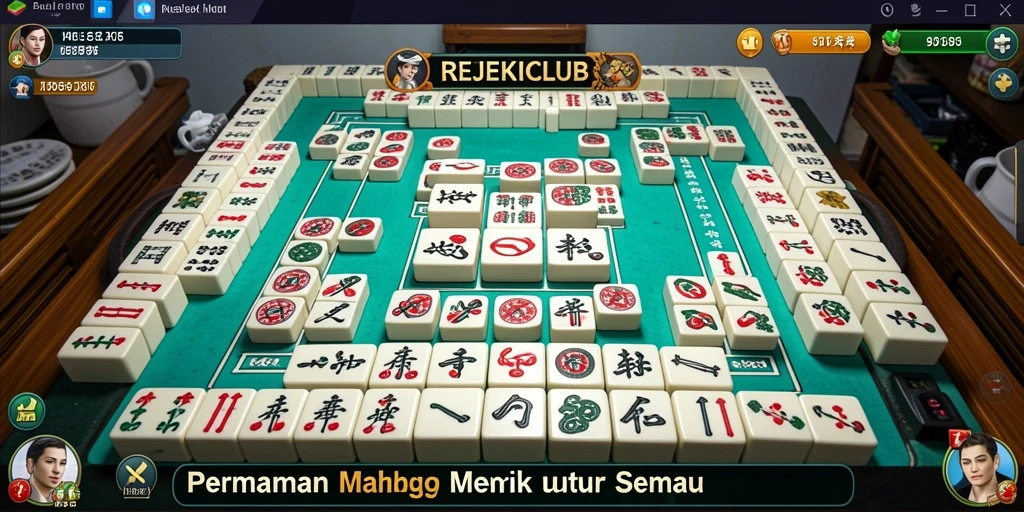 Tampilan gameplay seru di REJEKICLUB dengan berbagai tantangan Mahjong.