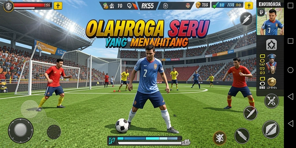 Tampilan gameplay seru dari RK55 dengan aksi olahraga yang mendebarkan.