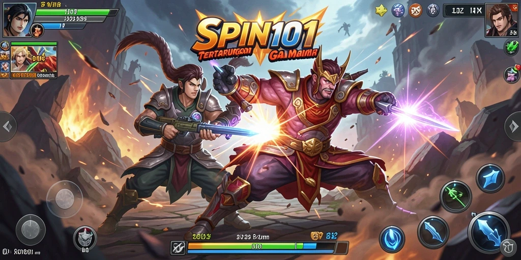 Tampilkan pertarungan seru dalam gameplay SPIN101.