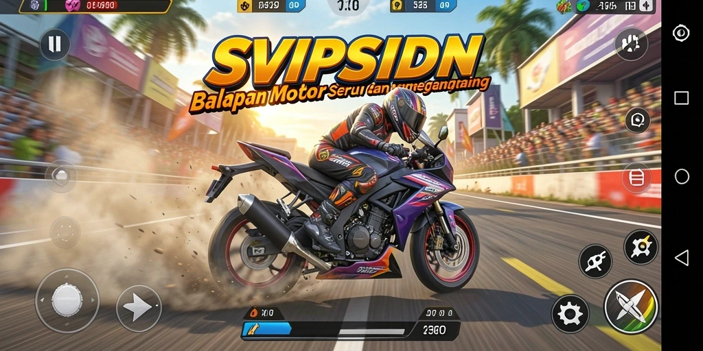 Gameplay menegangkan dengan balapan motor yang seru.