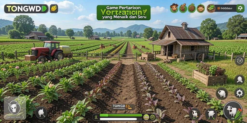 Tangkapan layar gameplay TONGWD menampilkan keindahan lahan pertanian.