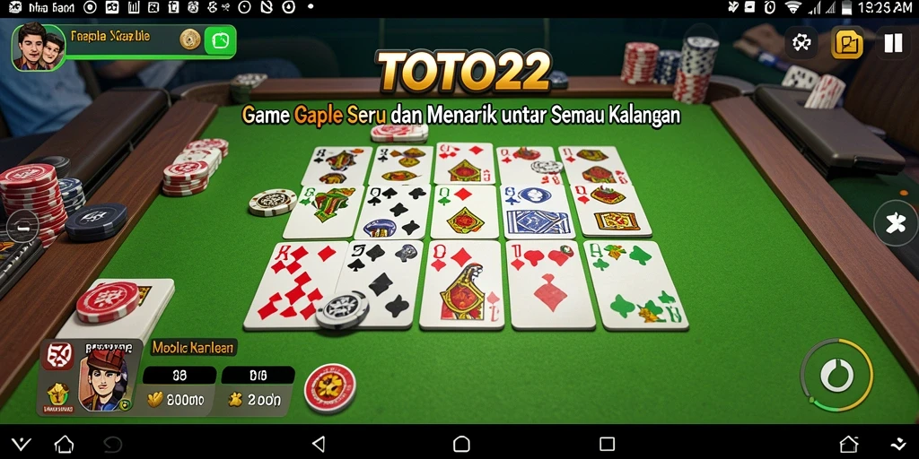 Tampilan seru gameplay Gaple di TOTO22 dengan fitur interaktif.