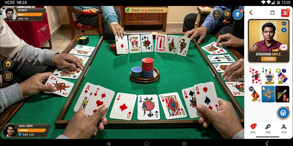 Tampilan gameplay VC55 yang menarik saat bermain Gaple.