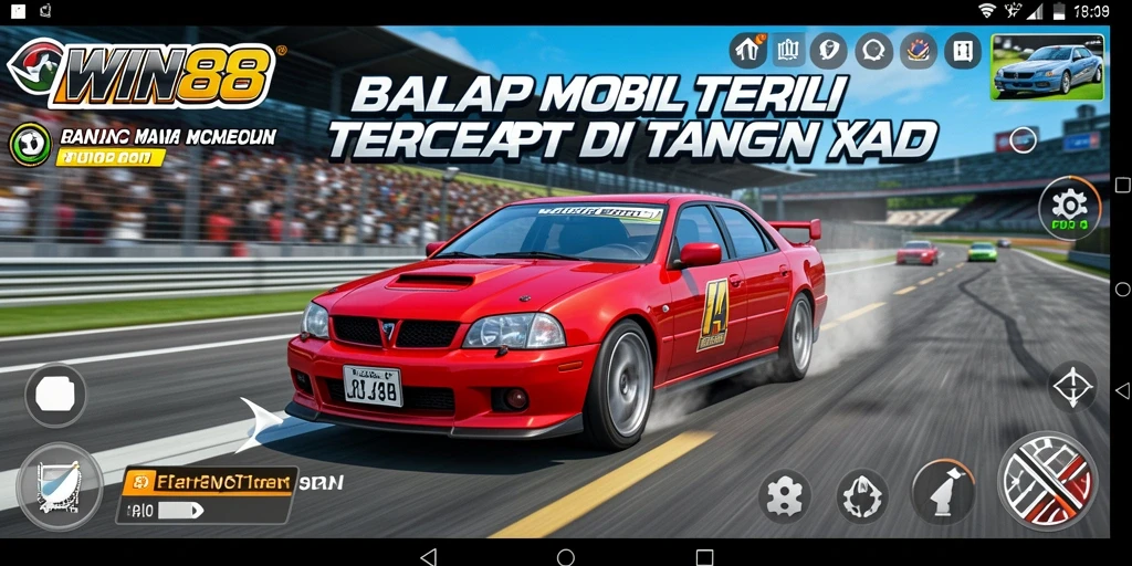 Tampilan gameplay balapan yang memukau di WIN88.